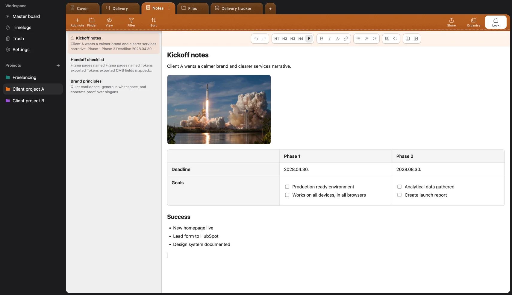 Project Binder — Notes