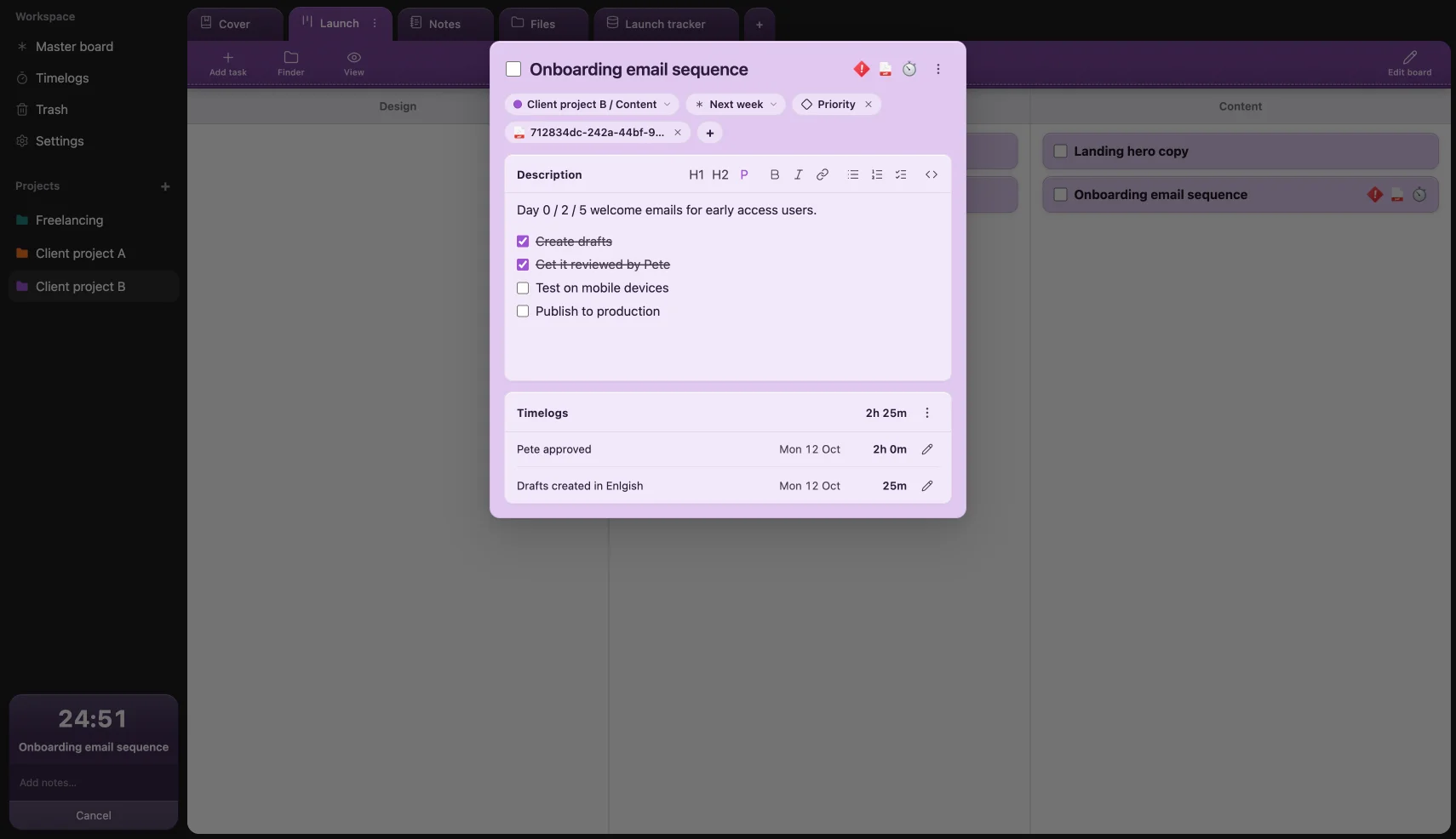 Project Binder — Tasks